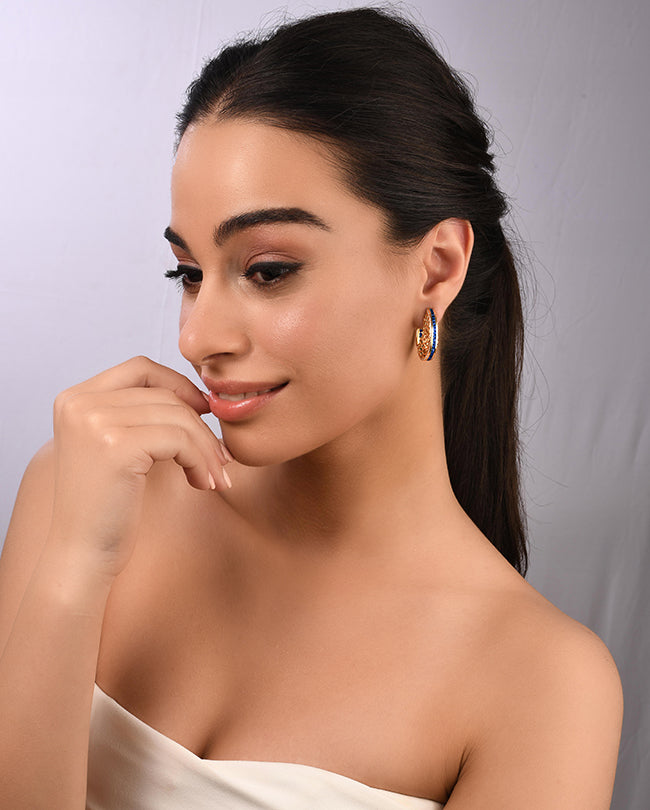 Diamond and Blue sapphire hoops